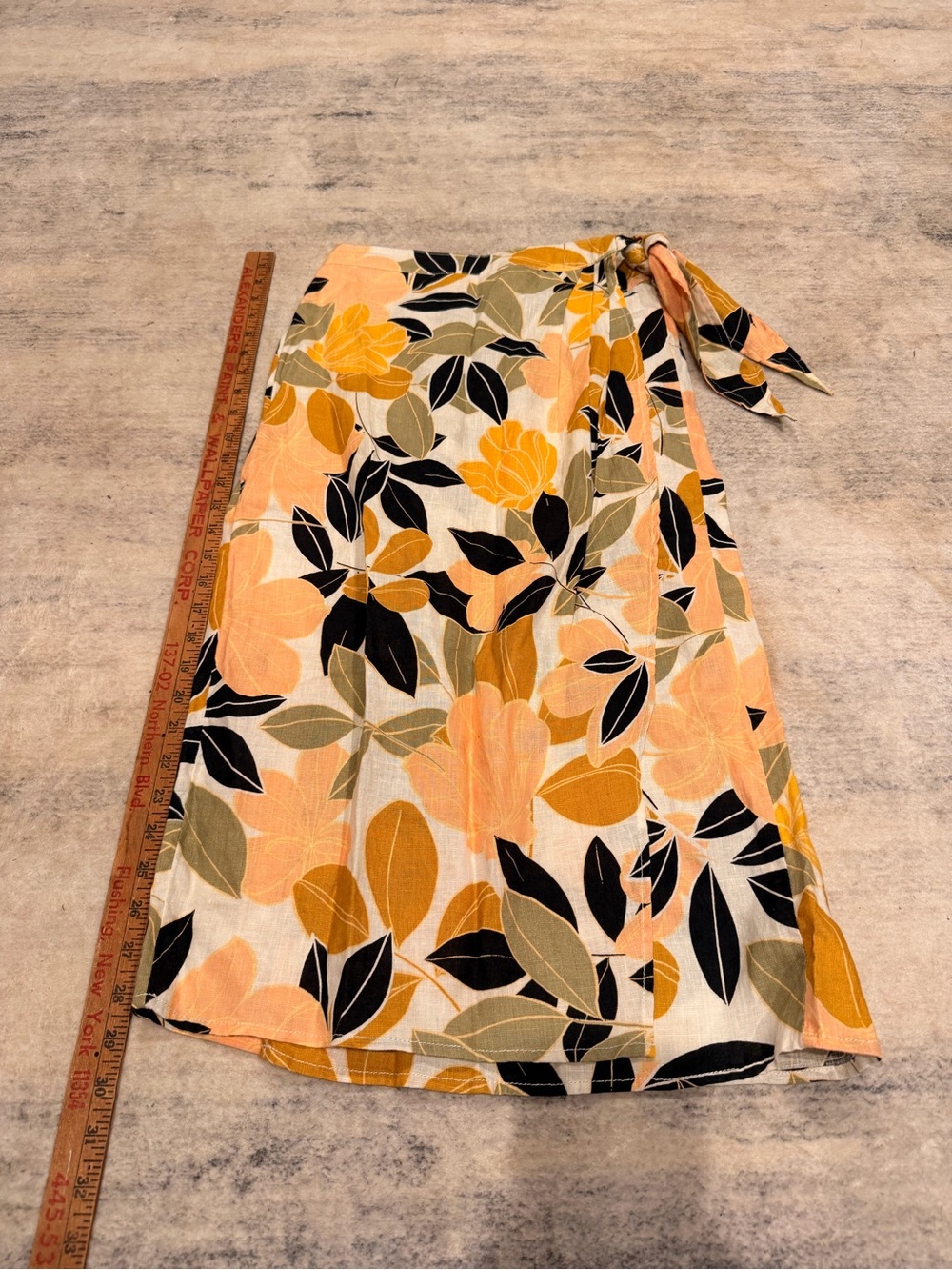 Rachel Zoe 100% Linen Tropical Floral Wrap Midi Skirt EUC